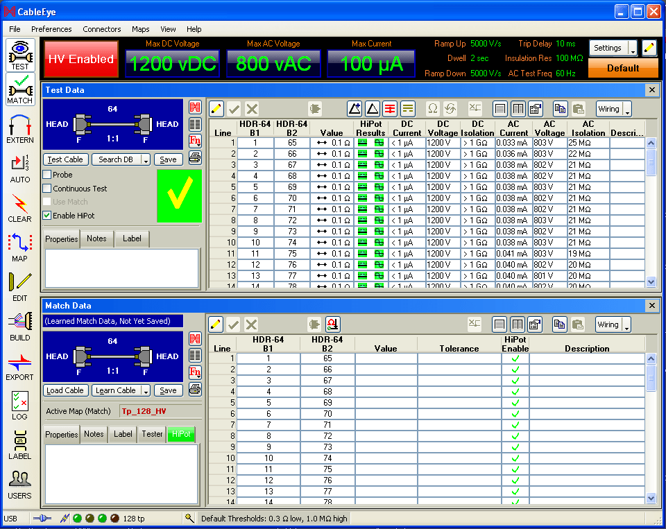 hi-pot testing - control panel