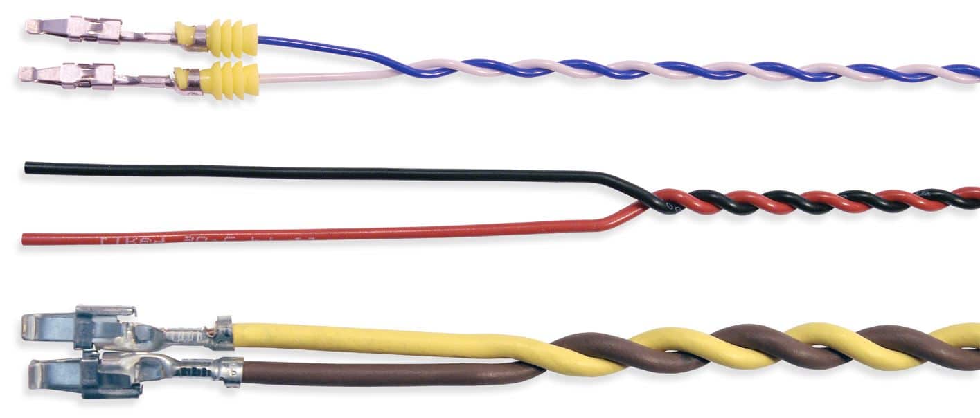 three examples of twisted-pair wires from the wire twister